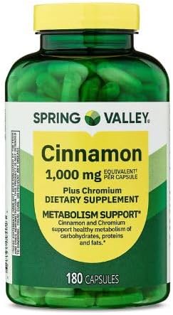 Generic Spring Valley Cinnamon Plus Chromium, 1,000 mg, 180 Count Capsules - Natural Dietary Supplement for General Wellness & + Sticker Dri Store