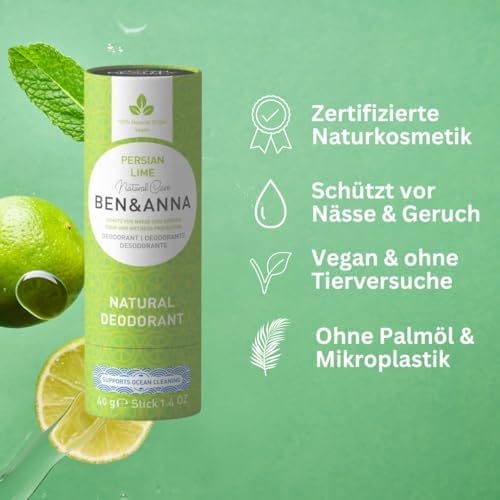 BEN & ANNA Persian Lime Paper Tube Deodorant, 40 GR