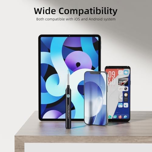 Ear Wax Removal Kit - Ear Cleaner Ear Camera - Ear Wax Remover with 6 Pcs Ear Set - Ear Wax Removal Tool - WiFi Otoscope Camera with 6 Silicon Ear Spoon - Ear Cleaning for iOS & Android