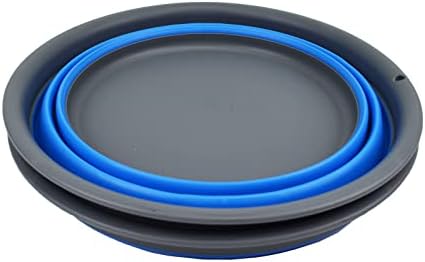 SAMMART 7.5L (1.98 Gallon) Collapsible Tub - Foldable Dish Tub - Portable Washing Basin - Space Saving Plastic Washtub (Grey/Blue (Set of 2))