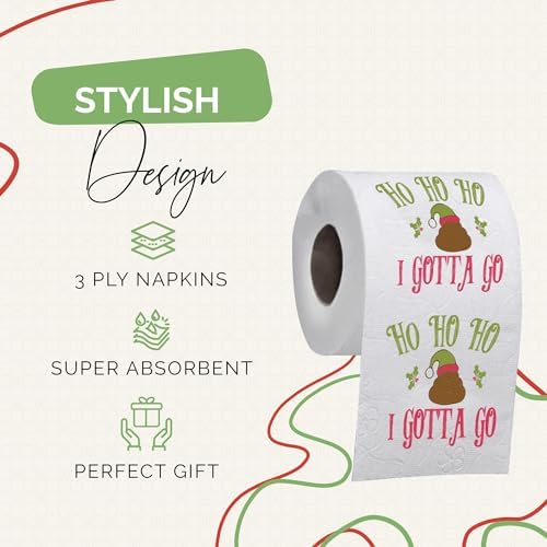Christmas Toilet Paper Roll Ho Ho Ho I Gotta Go - Funny Toilet Paper, Funny Merry Christmas Novelty Gifts, Perfect for White Elephant and Holiday Parties - Santa, Xmas, Grinch and Holiday Gag Gifts