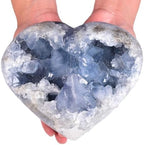 Large Raw Blue Celestite Crystal Geode Heart Shape Natural Healing Crystal Cluster Irregular Celestine Stone Home Decor 4-6 Lbs