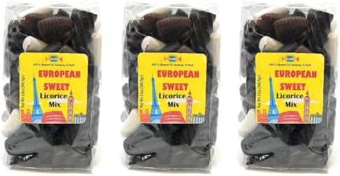 European Sweet Licorice Collection - Total wt. 36(Oz), Include: 3 pck of Sweet Euro Licorice Mix,