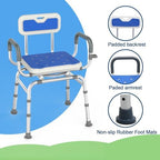 Loyoda 360 ° Swivel Shower Chair,Portable Rotating Shower Seat with Padded Armrests and Backrest, Adjustable Bathtub Height Seat,Support 400lbs