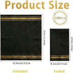 Black and Gold Napkins 100 Packs Black Paper Napkins Disposable Paper Hand Towels Absorbent Dinner Napkin Guest Towels Tissue Cocktail Party Napkin for Kitchen Graduation Birthday Wedding Anniversary