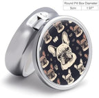 Metal Round Pill Box 3 Compartment, Cute Portable Travel Pill Organizer Small I Love French Bulldog Pill Case for Pocket Purse Pill Container Medicine Organizer Box Daily Vitamin Holder