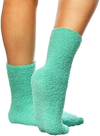 ARAD Premium Soft Warm Microfiber Fuzzy Socks-Multi Color- 3 Pairs- Striped Aqua, Black and Solid Aqua