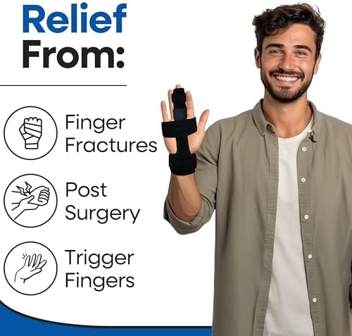 Trigger Finger Splint Middle Finger Brace | Middle Finger Splint For Broken or Fractured Middle Finger, Arthritis, Tendonitis, Tenosyvitis | Mallet Trigger Finger Straightener Immobilizer | S/M