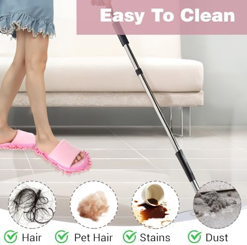 4 Pair Washable Mop Shoes,Removable Microfiber Cleaning Slippers,Mopping Slippers for Women and Men Home Office Floor Dust and Dirt Cleaning (Beige Gray Pink Black)