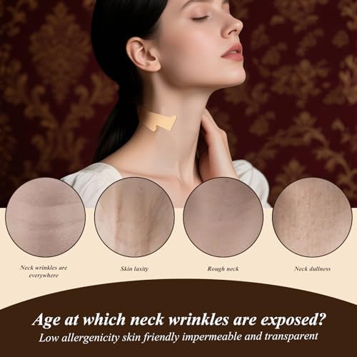 40 Pcs Neck Lift Tape Invisible Behind Neck, Instant Tightening and Lifting Tape for Sagging Skin, Invisible Face Lifting Bands Strips for Wrinkles & Double Chin (Beige, Large)