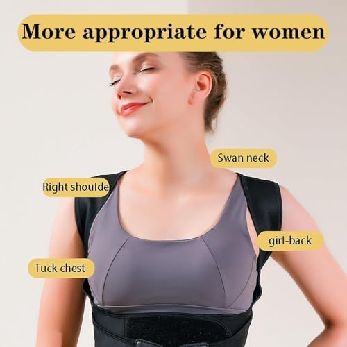 Shoulder Anti-Hunchback Correction Belt for Men and Women, Suitable for Adults, Adjustable Full Back Support, Relieve Upper and Lower Back Pain(Black,X-Large)