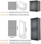 Double Compartment Bathroom Shower Niche, 304 Stainless Steel Recessed Storage Organizer, Waterproof Wall Shelf for Storage Over-Mounted Installation,Gray,12.5x4.9in