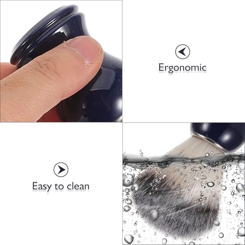 Didiseaon Barber Shaving Brush with Soft Nylon Bristles, Blue Handle Beard Brush for Men, Facial Hair Grooming Tool for Daily Use and Travel, Shaving Accessory for Professional and Home Use