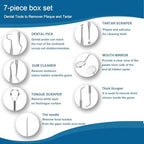 7pcs Dental Tools, Dental Pick Teeth Cleaning Tools Hygiene Kit, Professional Stainless Steel Tooth Scraper Plaque Tartar Cleaner - with Case, Personal Using, Pets - Teeth Cleaning Kit