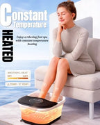 Collapsible Heated Foot Spa with Bubble and Red Light Temperature Control Foot Bath Massager and Soaking Tub Featuring 8 Shiatsu Massage Rollers Pumice Stone and Built-in Timer Ideal Gift for Wife,Mom