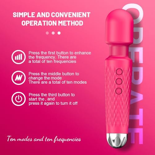 Handheld Electric Back Massager Waterproof 10 Vibration Modes Portable Cordless Waterproof Muscle Massager Pain Relief Deep Relaxation AA02623