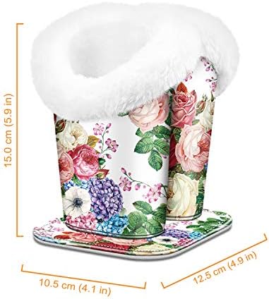 Fintie Plush Lined Double Eyeglasses Holder with Magnetic Base, Glasses Stand Case Organizer for Desk, Nightstand, Office, Flower Festival