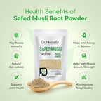 Dr. HERBALIST Safed Musli Powder 200g - Pure Chlorophytum Borivilianum (White Musli) with Saponins | Supports Men's Vitality & Reproductive Wellness* | Ayurvedic Vajikaran | Halal
