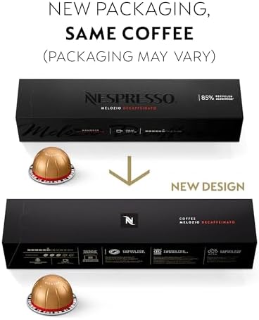 Nespresso Capsules Vertuo, Melozio Decaffeinato, Medium Roast Espresso, 30-Count Coffee Pods, Brews 7.8 oz.
