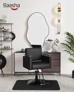 Baasha Professional All Black Salon Chair, Luxury Hydraulic Styling Chair with Soft PU Leather, High-Density Foam Cushion, 360° Swivel, Heavy-Duty Steel Frame, 330 lbs Capacity, Ergonomic Design