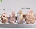 AMOYSTONE Cherry Blossom Agate Flame Shaped Stone Towers Obelisk Flower Agate Natural Healing Crystal Quartz Reiki Energy Decoration Home Office 1.0-1.5LBS