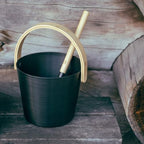 Rento Aluminum/Bamboo Black Sauna Pail
