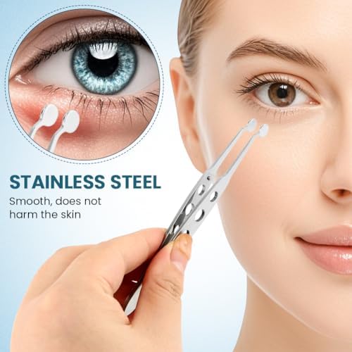 Meibomian Gland Expressor, Stainless Steel Eyelid Massage Tweezers, Professional Forceps Dryeye Extraction Tool for Men Women, Eye Care Tool For Dry Eyes(Round Tip,SIZE:5 * 5)