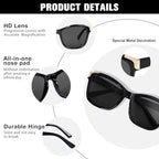 FONHCOO Progressive Multifocal Sunglasses for Women, Square No Line Reading Sunglasses Outdoor Sun Readers UV400 Protection
