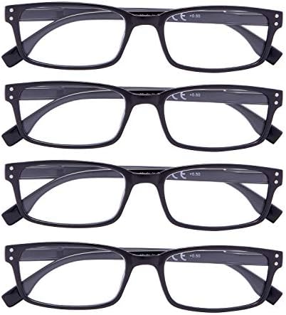 Eyekepper Reading Glasses Women - 4 Pack Comfort Readers Men（Black）