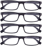 Eyekepper Reading Glasses Women - 4 Pack Comfort Readers Men（Black）