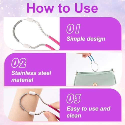 2pcs Manual Facial Hair Remover, Portable Spring Epilators Remover, Stainless Steel Removal Face Trimmers for Women Men- Blue & Pink