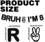 Bruh I'm 8 Banner, Happy 8th Black Glitter Birthday Decorations, Cheers to 8 Years Hello Eighth Funny Party Sign Party Decorations for Boy Girl Teens Supplies