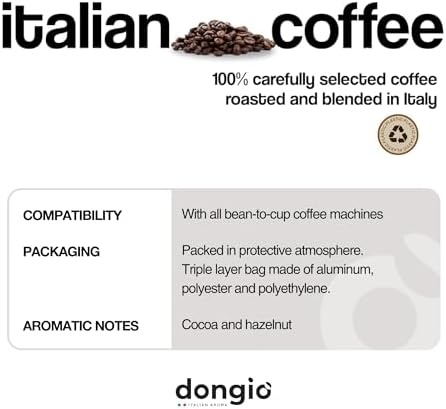 Dongio Caffe Roma Blend Whole Bean Coffee - Medium-Dark Roast, 2.2 lb Bag - Roasted in Italy, Premium Italian Coffee Beans with Cocoa & Hazelnut Notes