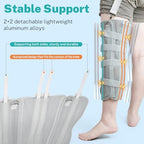 Knee Immobilizer Brace for Men Women, Adjustable Leg Splint with 4 Rigid Aluminum Splints for Post-Surgery Recovery, Breathable Knee Support for Injury with Free Walking Assistance Strapr (gray,M)