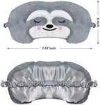 Cute Sloth Sleeping Mask Eye Mask Funny Animal Sleep Mask Soft Plush Blindfold Travel Eye Cover Eyeshade for Kids Adults Girls Boys Women Men (Sloth, Gray)