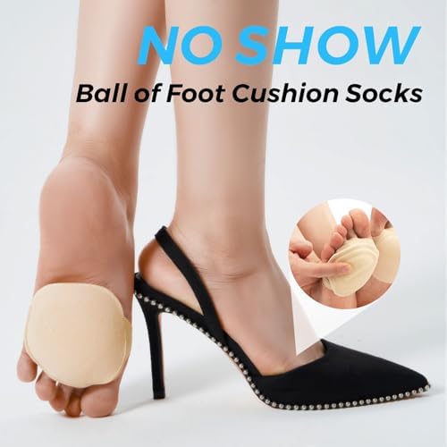 Flammi 6 Pairs Women's Toe Cover with Padding Toe Topper Liner Socks Non-Skid Bottom