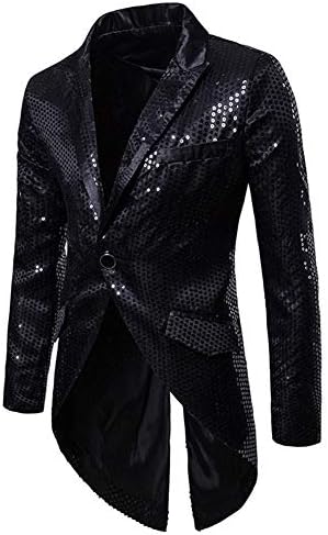 Cloudstyle Mens Sequin Tailcoat Swallowtail Suit Jacket Party Show Tux Dress Coat
