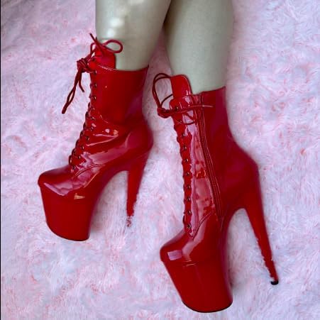 WUXIN H&P 8 Inch Pole Dance Boot Shoes, Exotic Stiletto Platform Heels