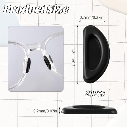 10 Pairs Eyeglass Nose Pads Non-Slip Stick On Glasses Nose Pieces Pad Soft Silicone Glasses Noses Grips for Eyeglass Sunglasses(Black)