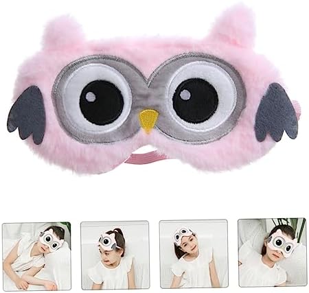 Healifty Sleeping Eye Cover Eye Plush Owl Animal Sleep Shade for Girls Women Travel Eyeshade Cute Pink