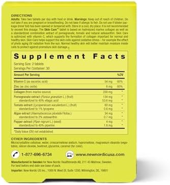 NEW NORDIC Skin Care, Collagen Filler Tablets, Marine Collagen with Vitamin C Supplement for Healthy Looking, Smoother, Plump Skin, 60 Count (Pack of 1)