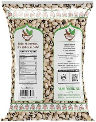 Desi Kitchen Black Eye Peas, Dried Cowpeas (Lobhia) 32oz (2lbs) ~ All Natural | Product of USA