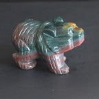 Hand Carved Gemstone Crystal Bear Figurine Animal Statue Carving Office Home Decor 1.5'' (Indian Agate)