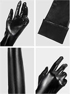 SATINIOR Women's Carnival Halloween Costume Elastic Spandex Shiny Wet Long Gloves and Thigh High Stockings