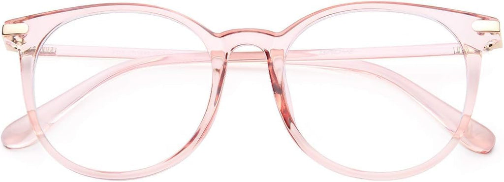 Gaoye Blue Light Blocking Glasses, Retro Round Eyewear Frame Anti Eyestrain Computer Glasses for Women Men - GY1688 (Pink Frame/Transparent Lens)