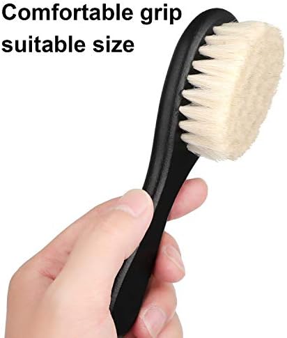 4 Pieces Barber Fade Brush Set with Natural Fiber Wooden Handle - Beard Styling Brush, Neck Duster, and Cleaning Brush for Men's Grooming