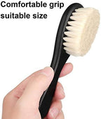 4 Pieces Barber Fade Brush Set with Natural Fiber Wooden Handle - Beard Styling Brush, Neck Duster, and Cleaning Brush for Men's Grooming