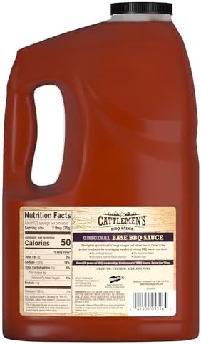 Cattlemen's Original Base BBQ Sauce, 1 gal - One Gallon Container Customizable Barbecue Sauce Base for Chefs, Ideal for Ribs, Briskets, Sauces for Salads, Seafood and More
