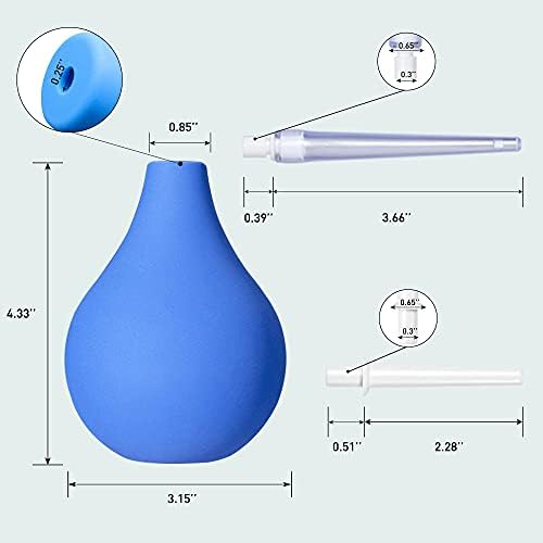 TopQuaFocus 8oz Enema Bulb Kit Anal and Vaginal Douche Bulb for Men Flushing System Enemas Silicone Bulb 4 Replaceable Tips (Blue, 224ml)