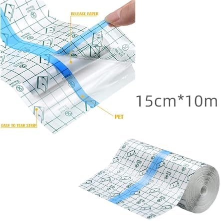 Tattoo Aftercare Waterproof Adhesive Bandage, Second Skin Healing Protective Bandages Transparent Stretch Wound Dressing Tape,Tattoo Bandage Clear Adhesive (15cm*10m)